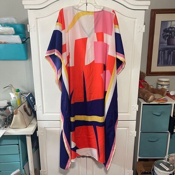Gypsie Blue Women's Geometric Mumu Beachwear Kaftan Dress Multi Colored One Size - Picture 7 of 10